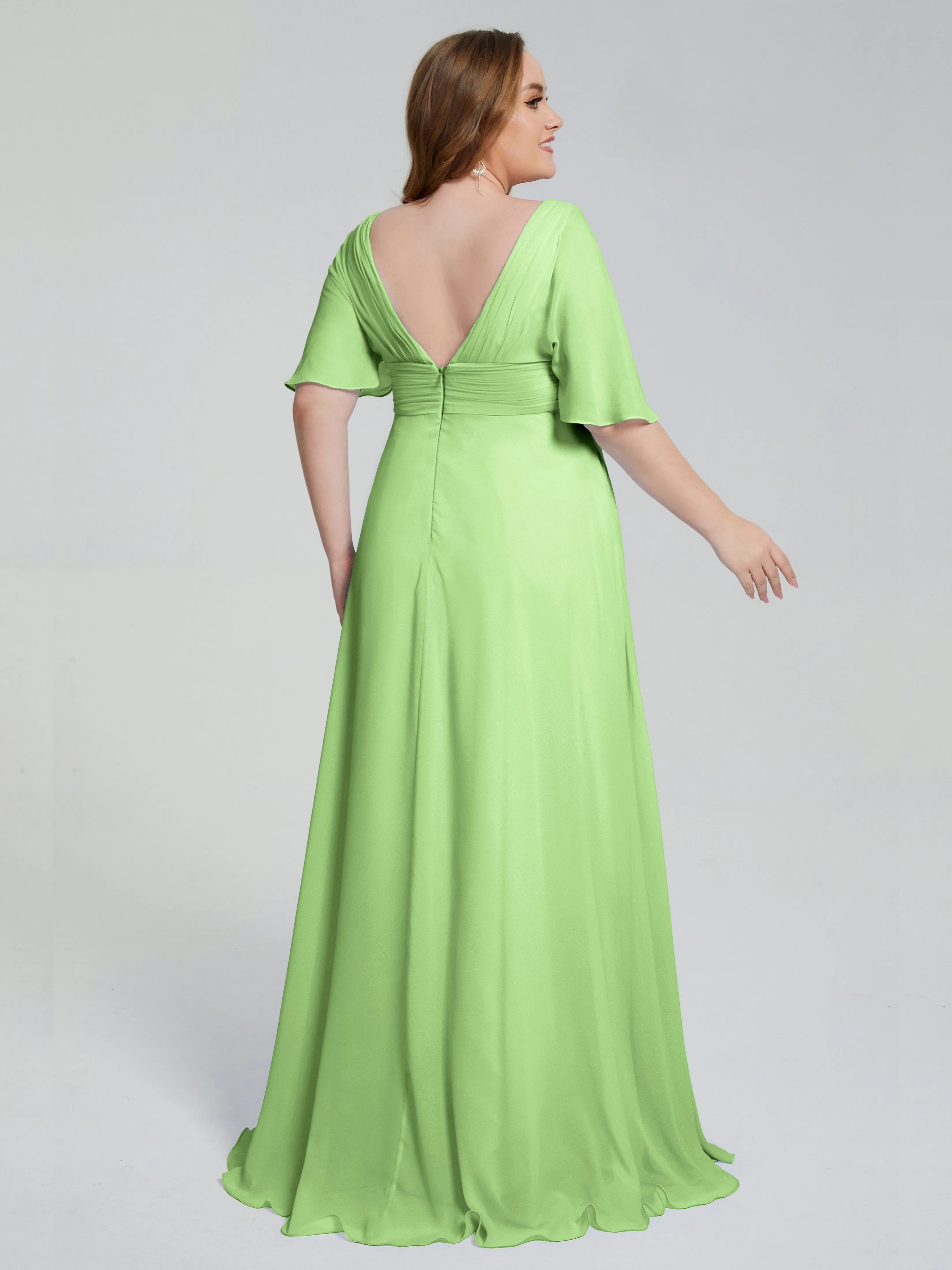 Daniela Elegant Short Sleeves Plus Size Bridesmaid Dresses