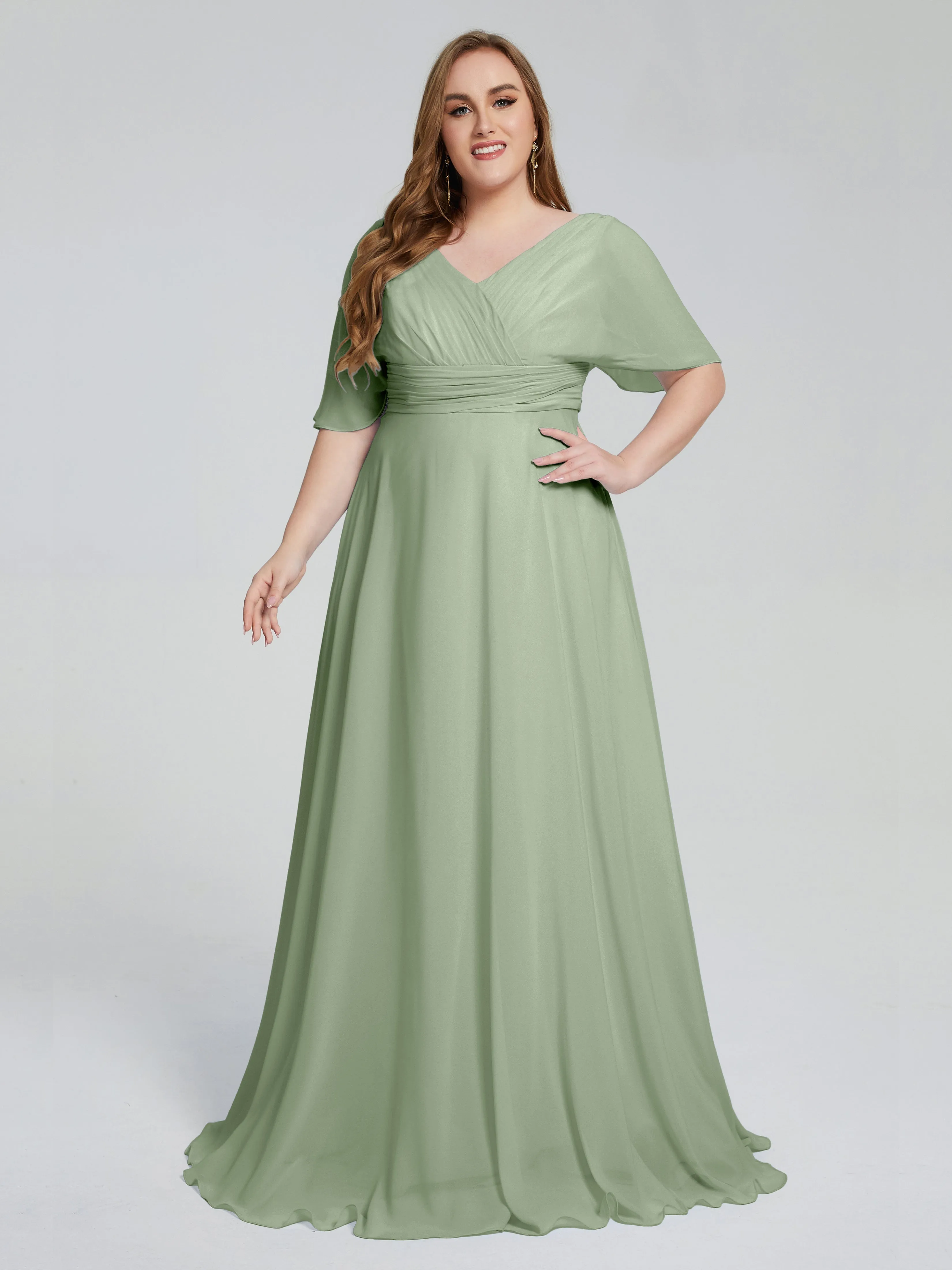 Daniela Elegant Short Sleeves Plus Size Bridesmaid Dresses