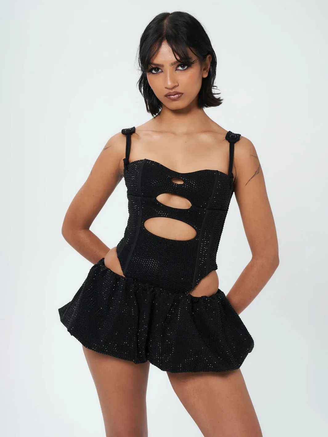 DARK DESIRES BUBBLE SKIRT - JET BLACK