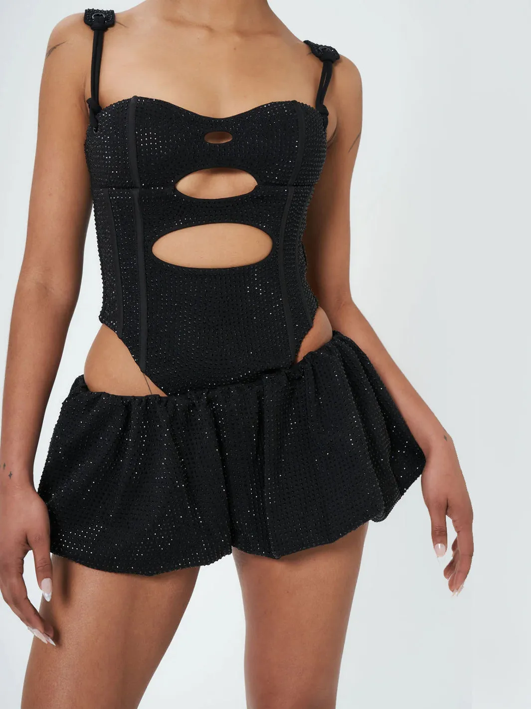 DARK DESIRES BUBBLE SKIRT - JET BLACK