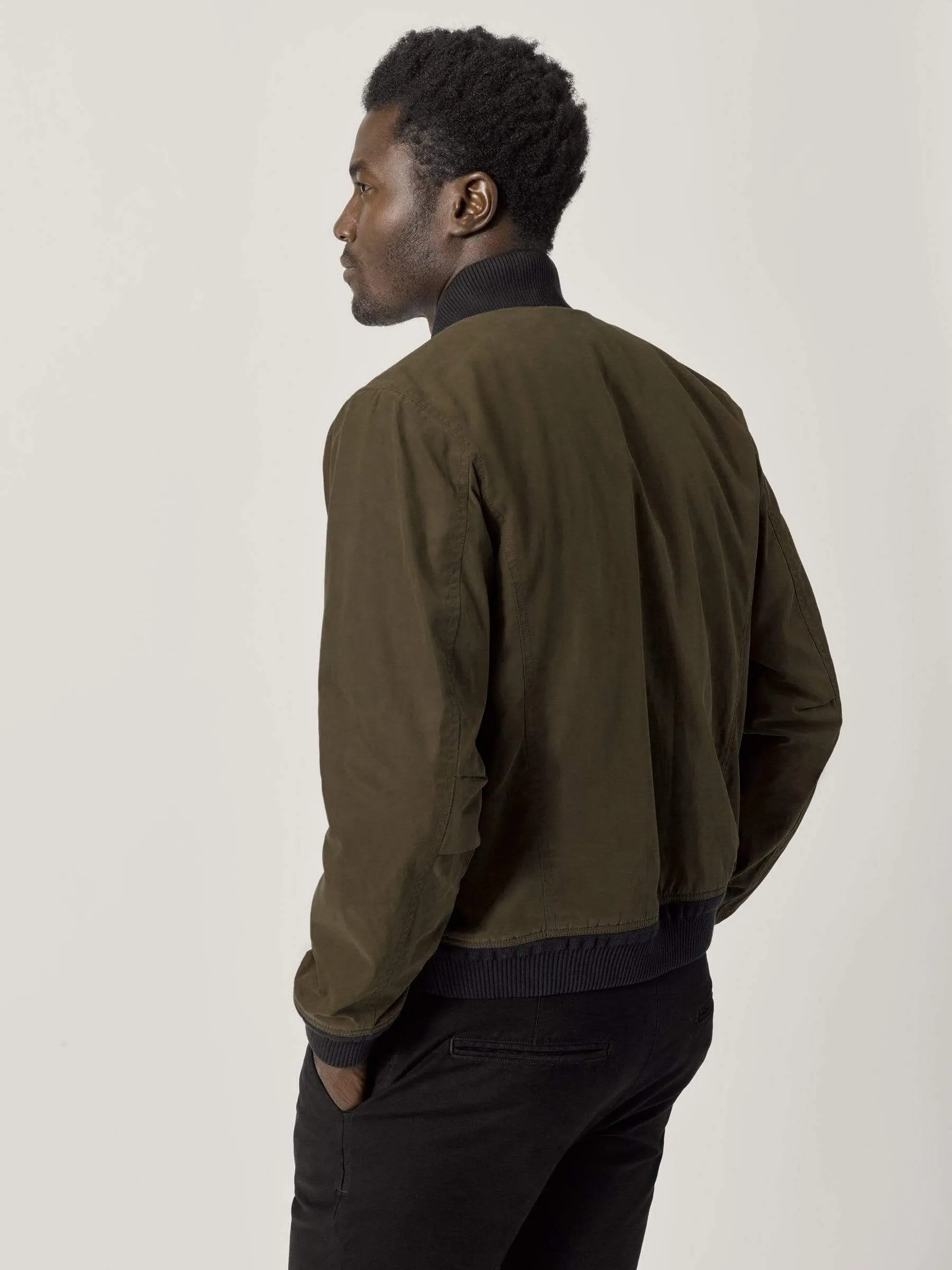 Dark Olive Oil Cloth Bomber