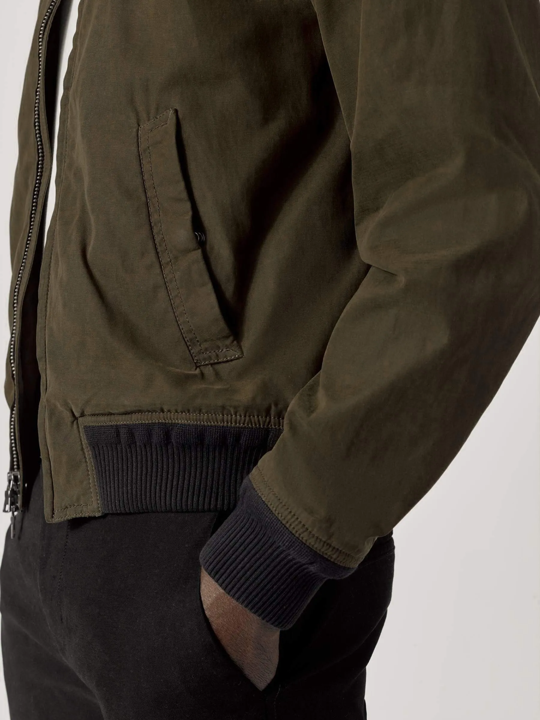 Dark Olive Oil Cloth Bomber