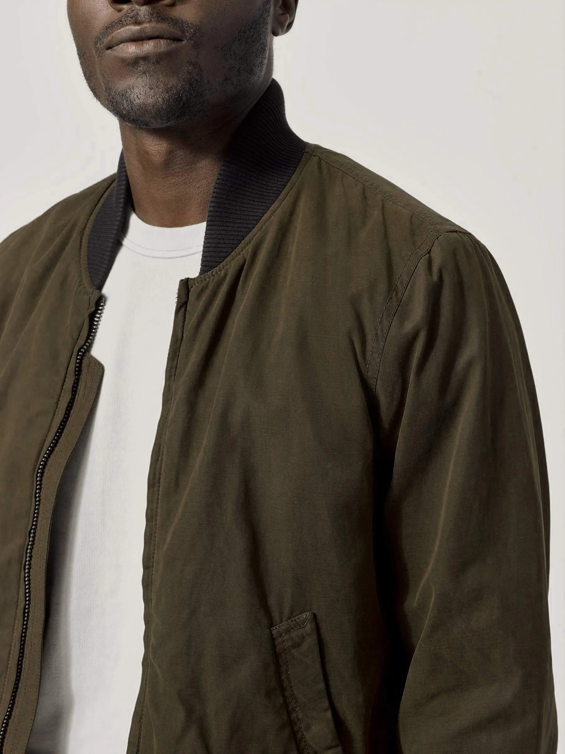 Dark Olive Oil Cloth Bomber