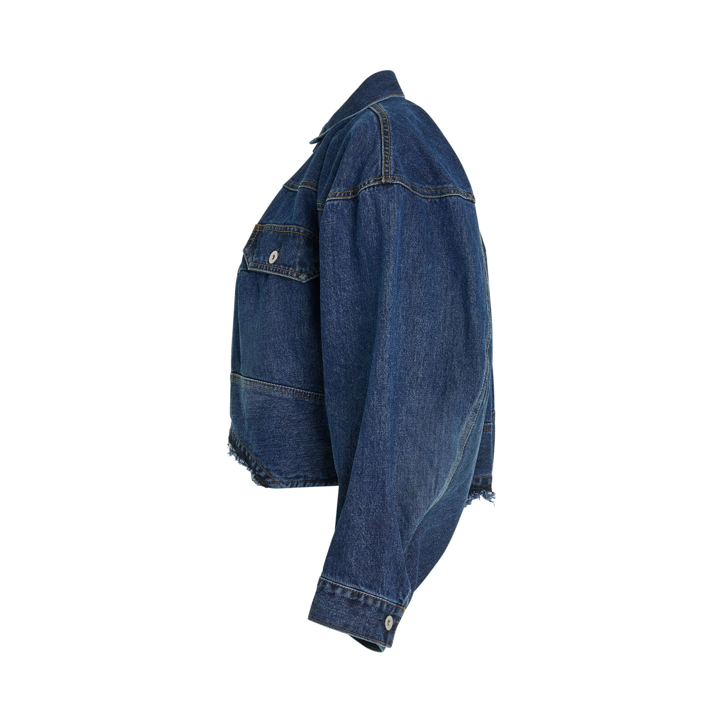 Denim Balloon Sleeve Blouson in Blue