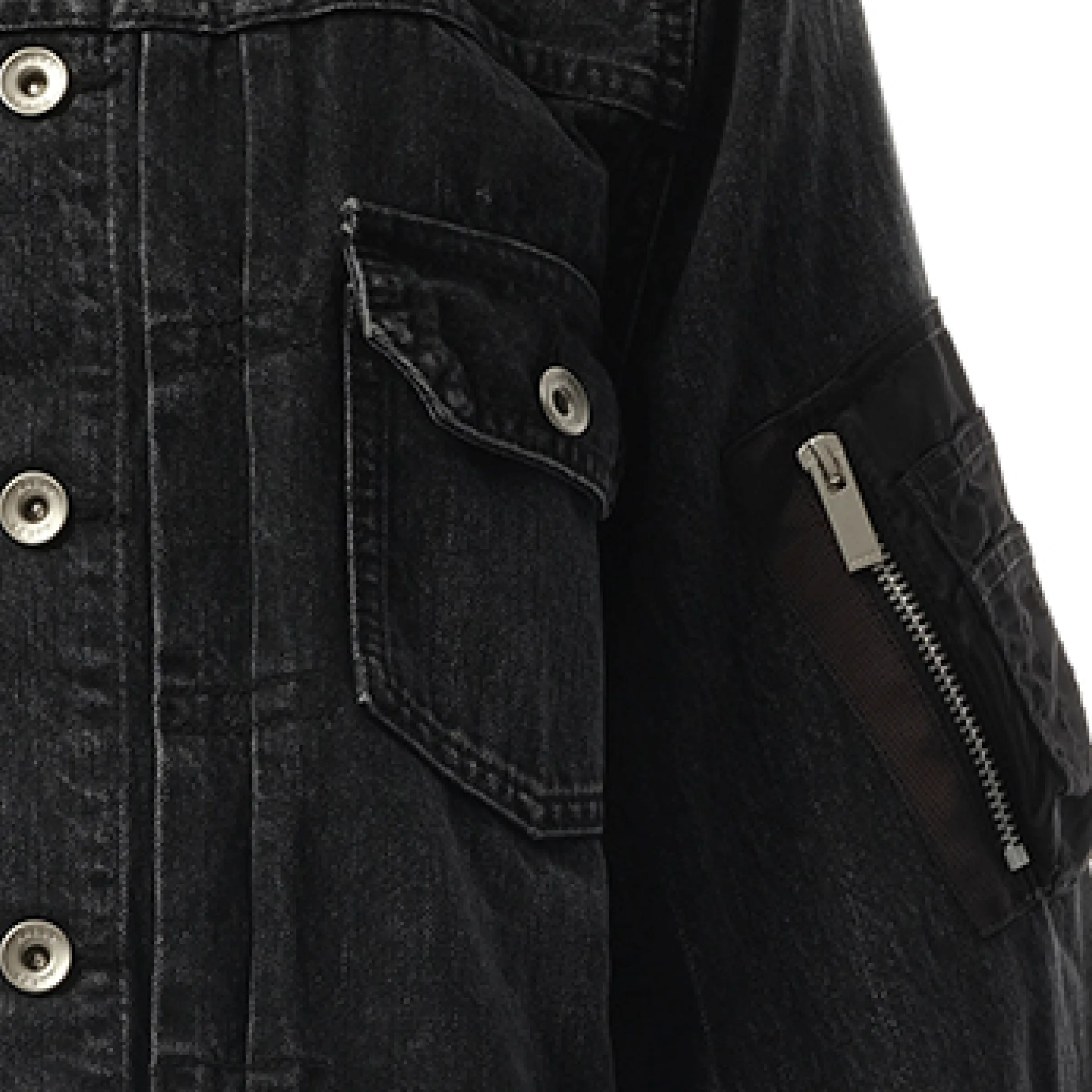 Denim x Nylon Twill Jacket in Black