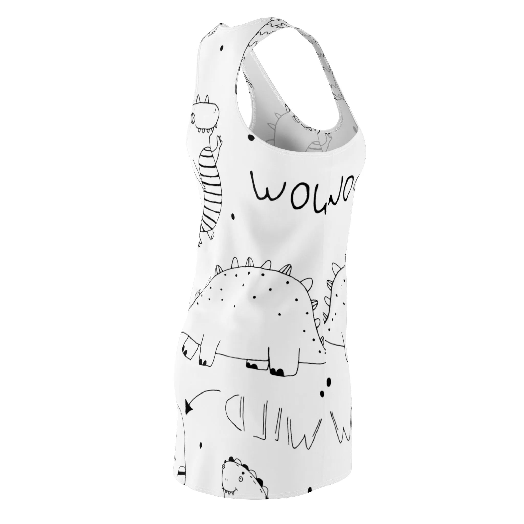 Doodle Dinosours - Inovax Women's Cut & Sew Racerback Dress