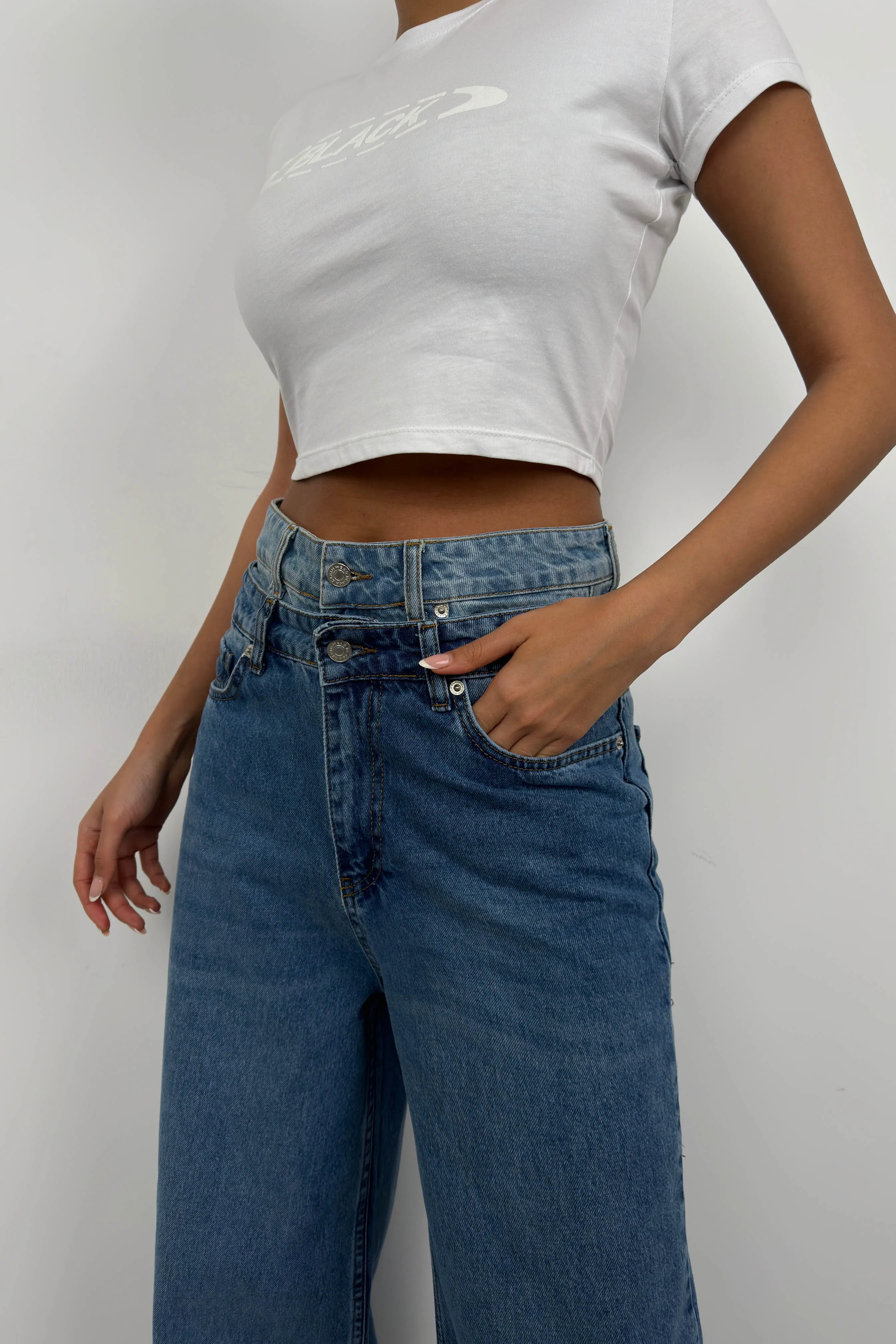 Double Belted High Waist Jeans