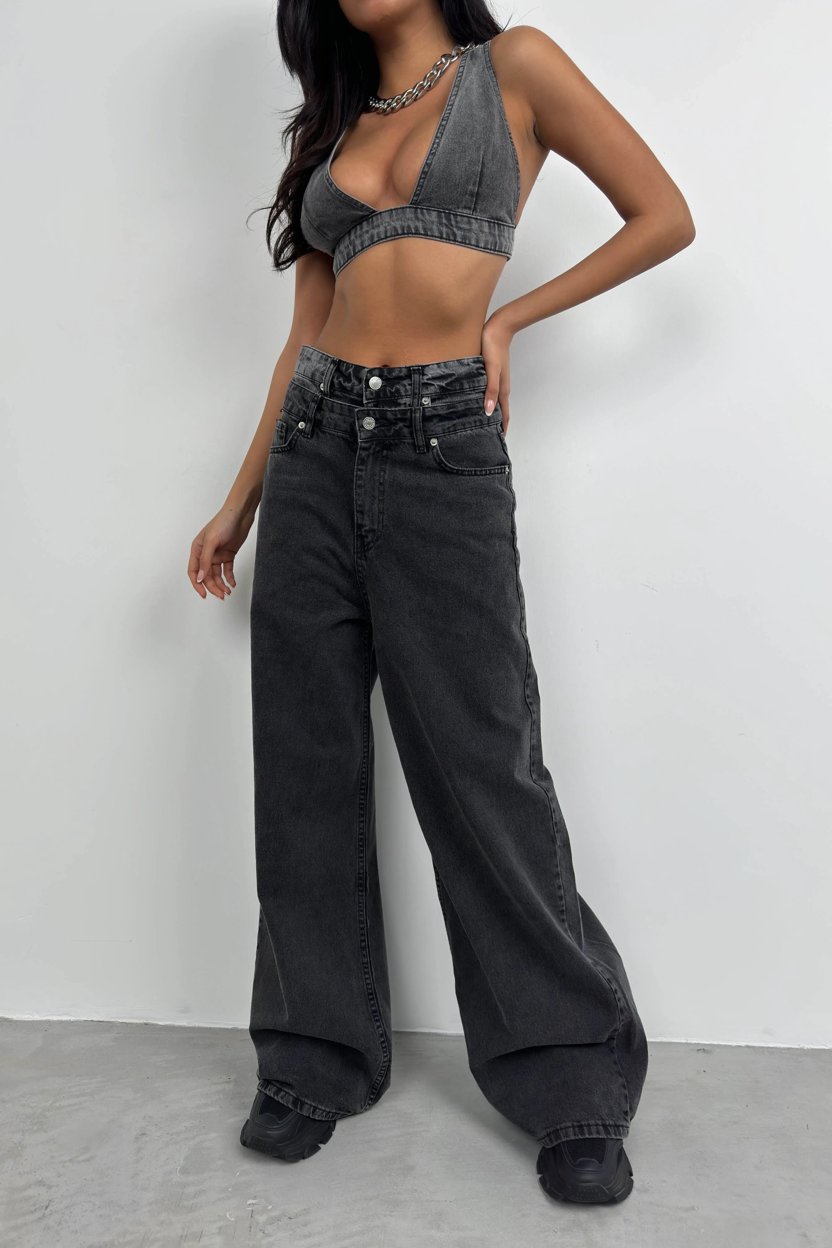 Double Belted High Waist Jeans