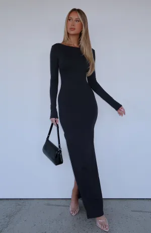 Every Night Long Sleeve Maxi Dress Black