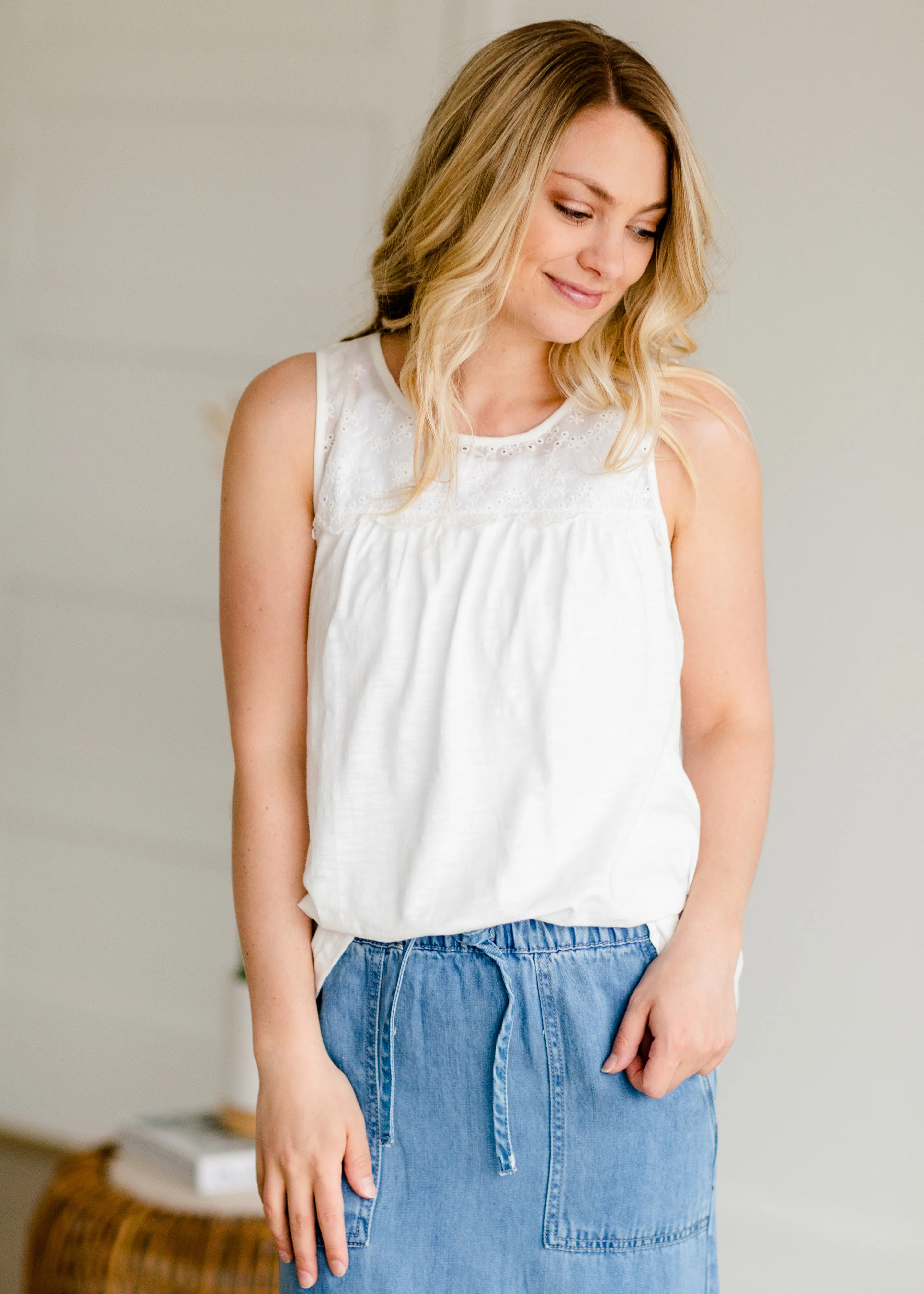 Eyelet Sleeveless Top - FINAL SALE