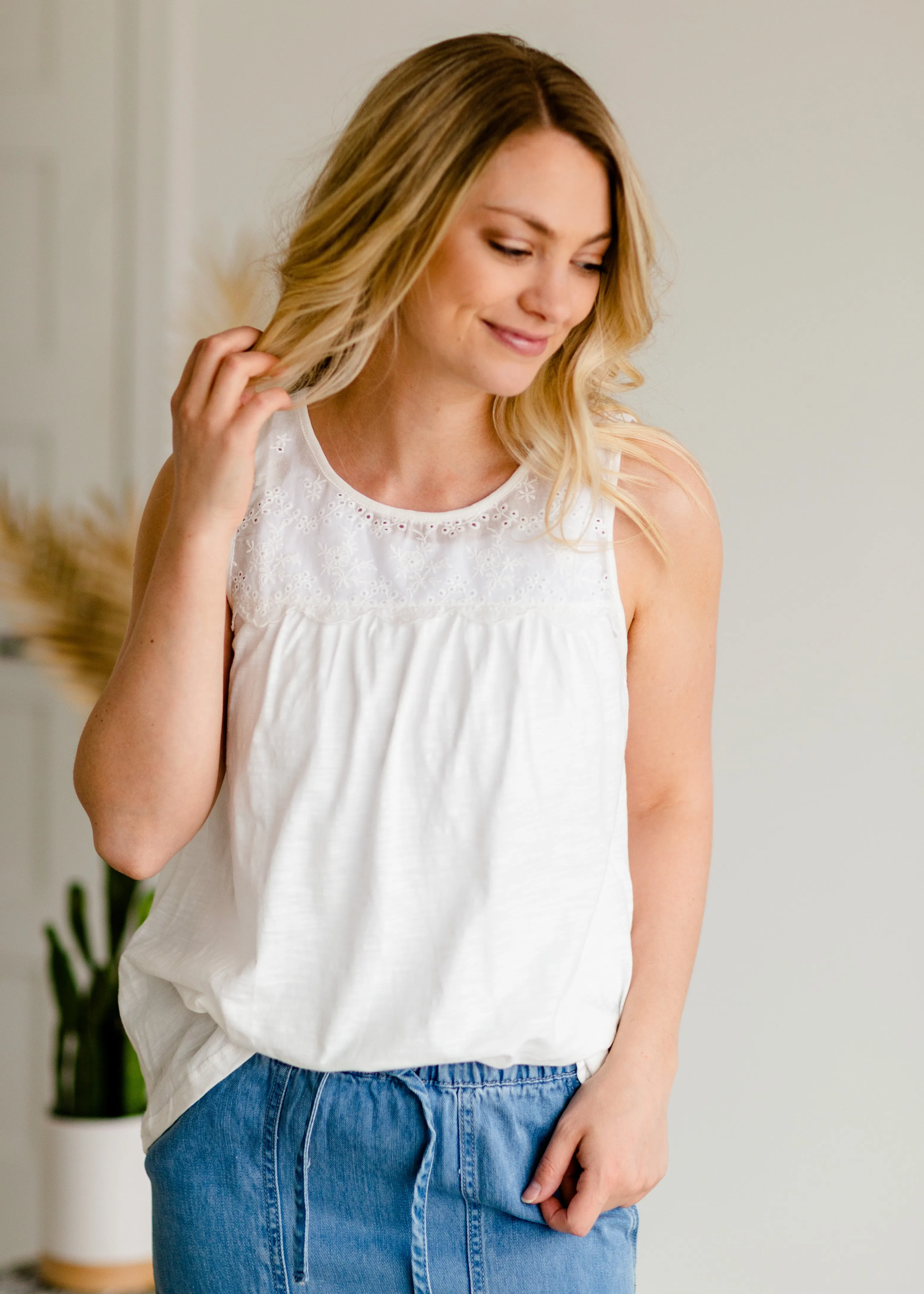 Eyelet Sleeveless Top - FINAL SALE