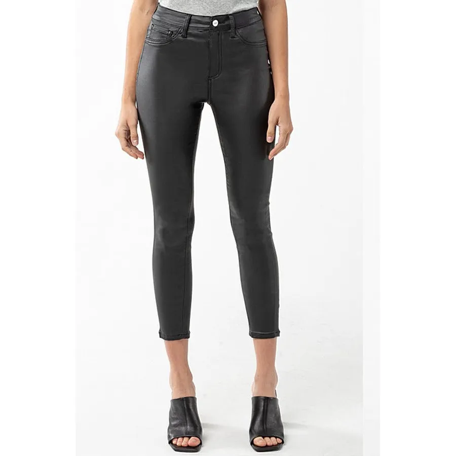 Faux Leather High Rise Ankle Skinny Jeans