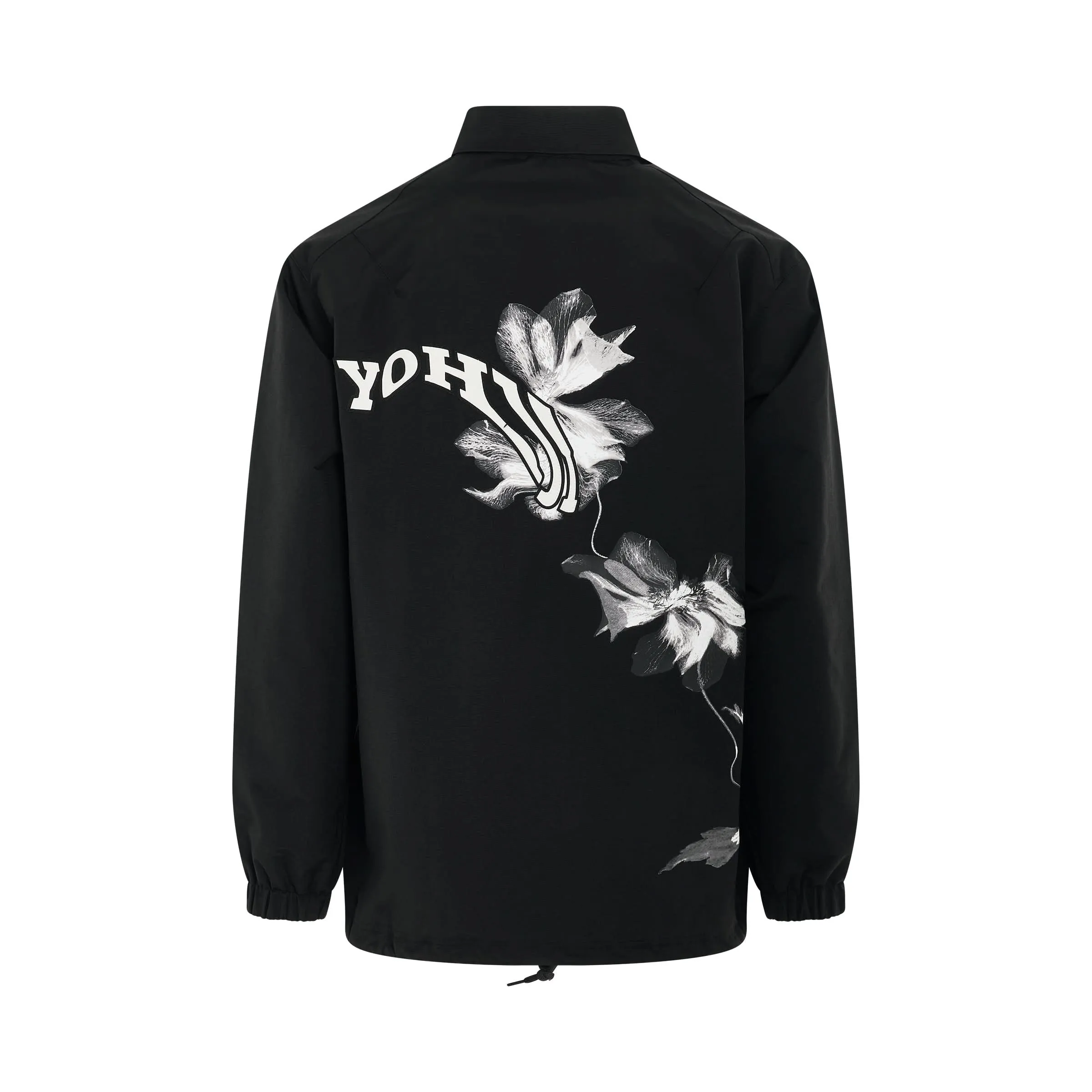 Flower Graphic Coach Jacket in Black