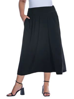 Foldover Plus Size Maxi Skirt With Pockets