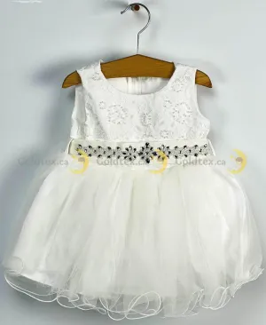 Formal Kids Wear Baby Girl Dress with Lace Embroidered Bodice