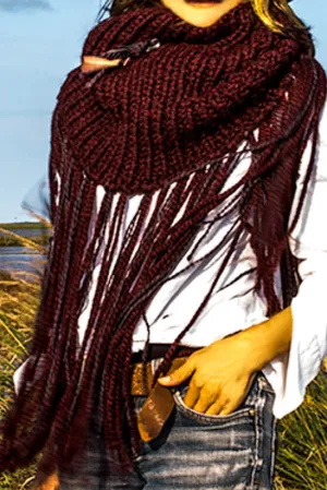 Fringe Trimmed Cowl Scarf