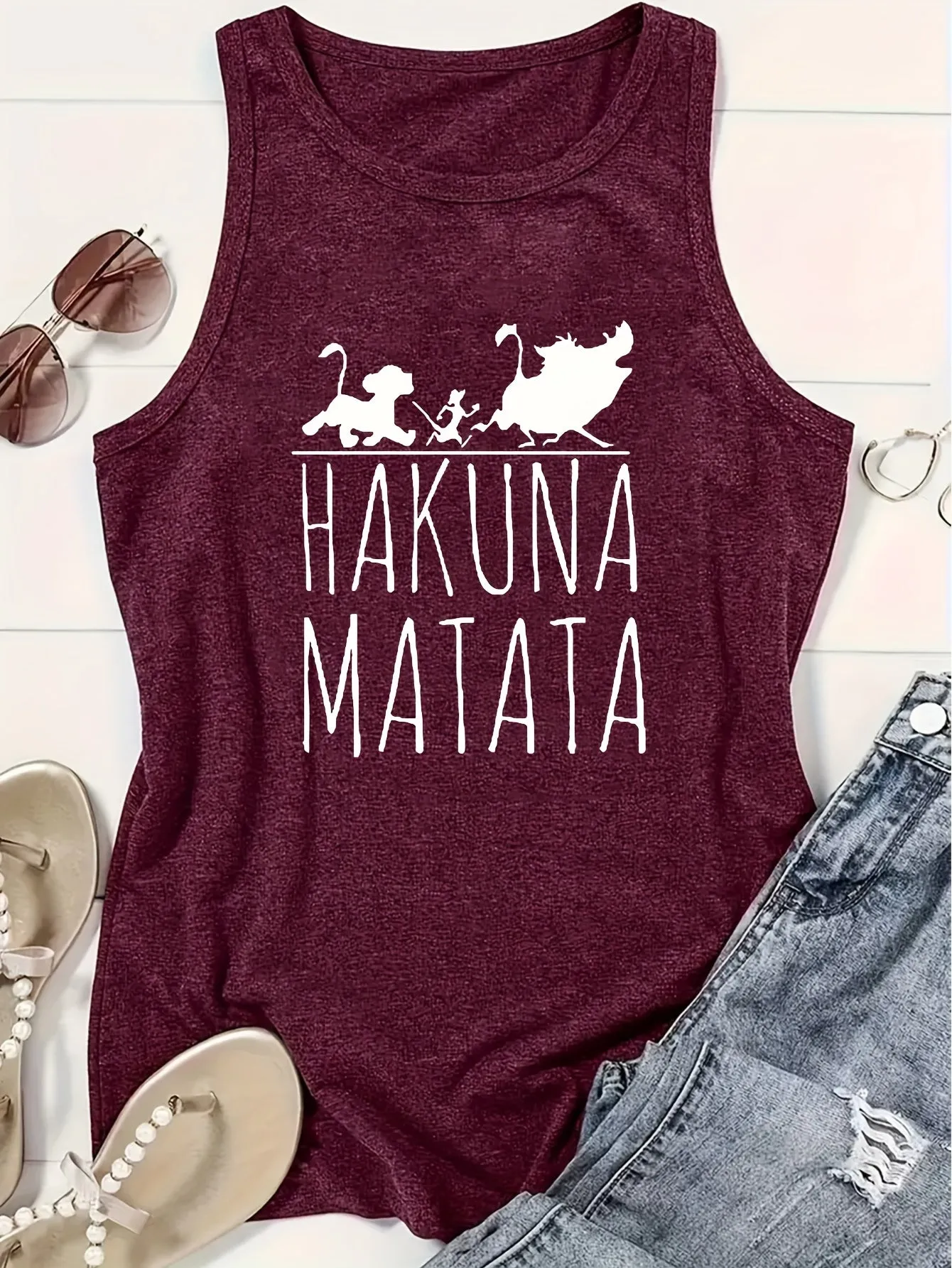 Fun Cartoon  Letter Print Tank Top for Summer Style