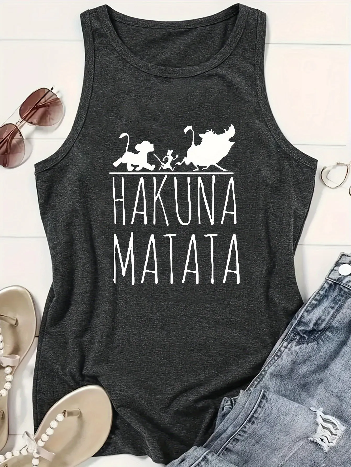 Fun Cartoon  Letter Print Tank Top for Summer Style