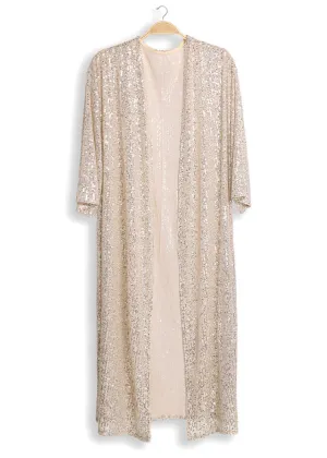 Glitter in the Air Beige Sequin Kimono