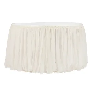 Glitter Tulle Tutu 14ft Table Skirt - Ivory