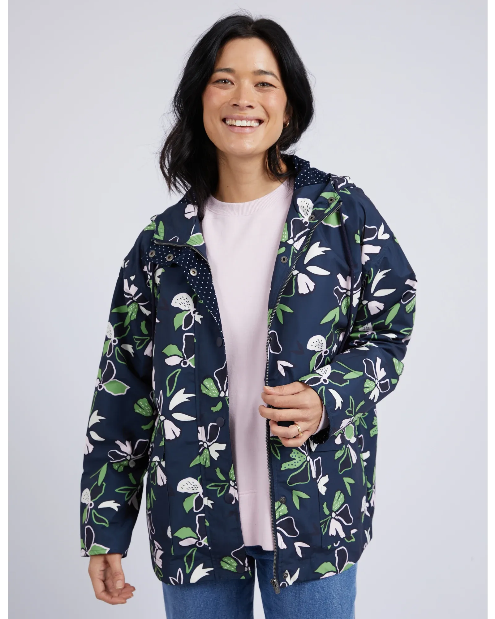 Idyll Floral Raincoat Navy