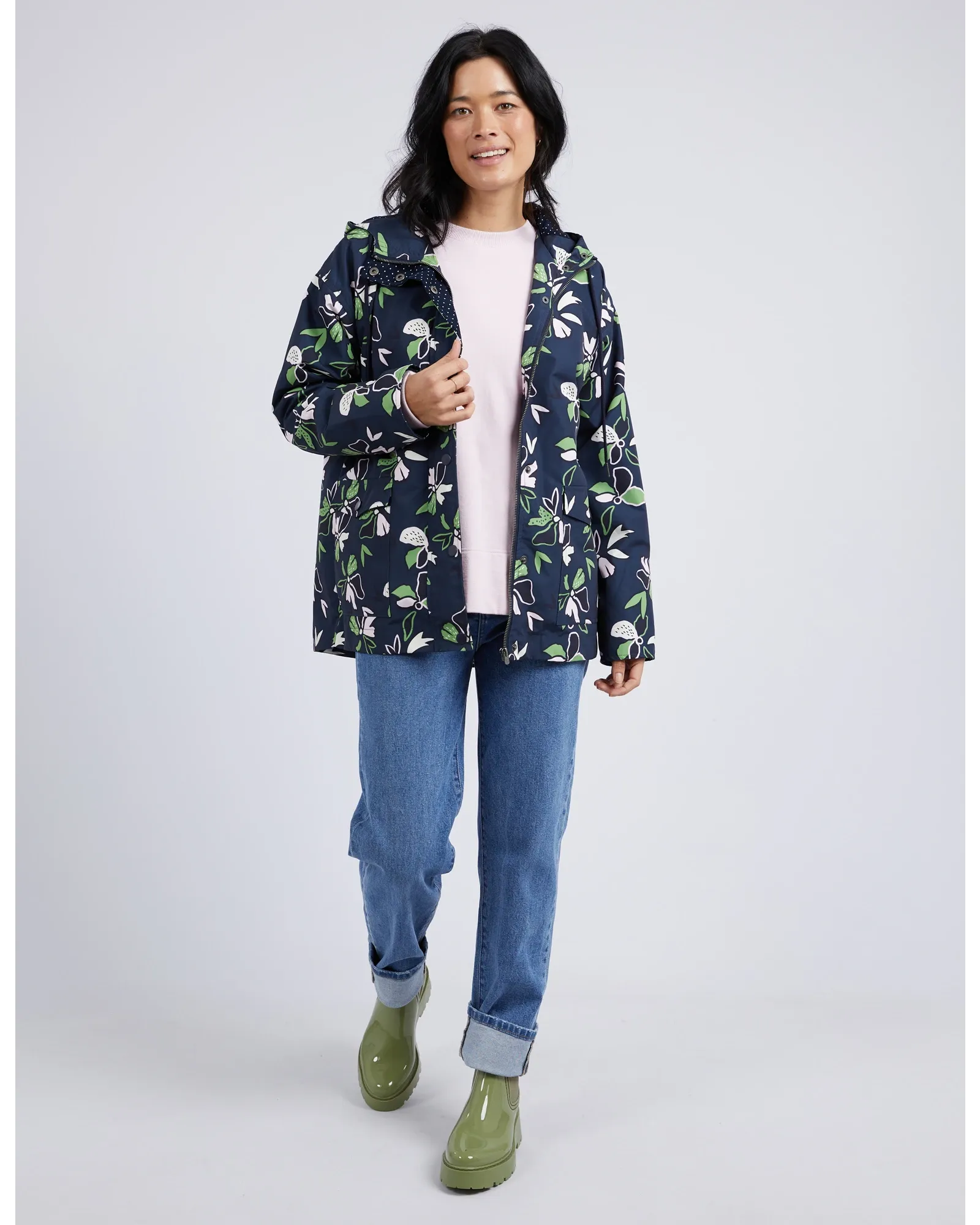 Idyll Floral Raincoat Navy