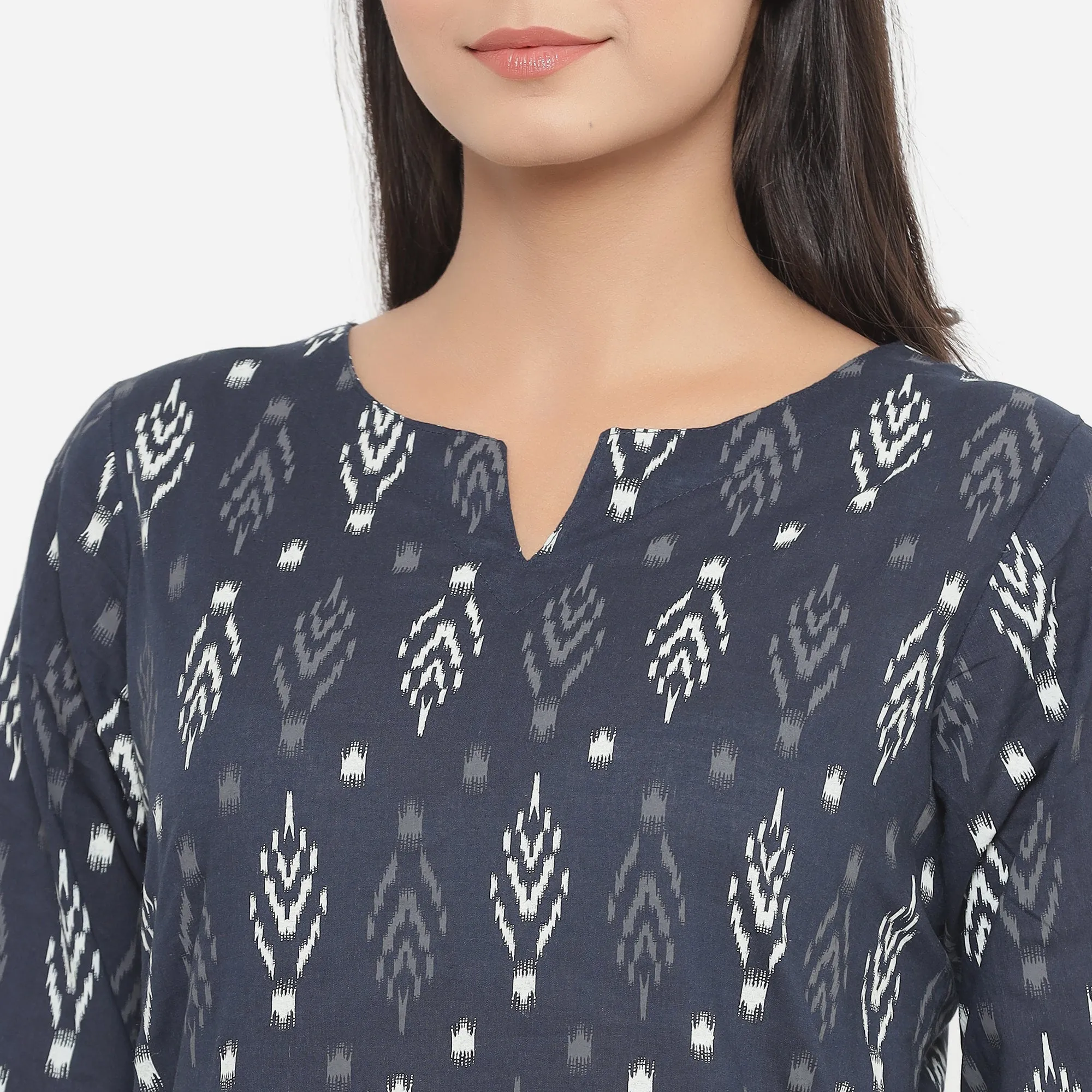 Ikat On Indigo Loungewear Top Set