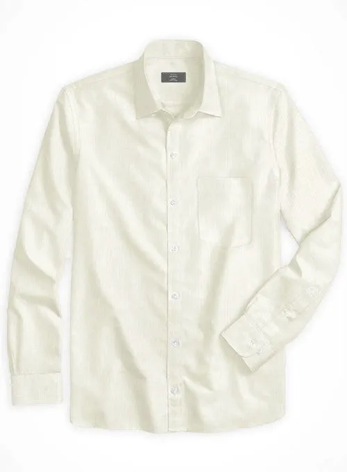 Ivory Herringbone Cotton Shirt