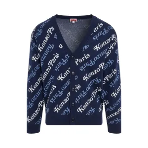 Kenzo By Verdy All-Over Logo Cardigan in Midnight Blue