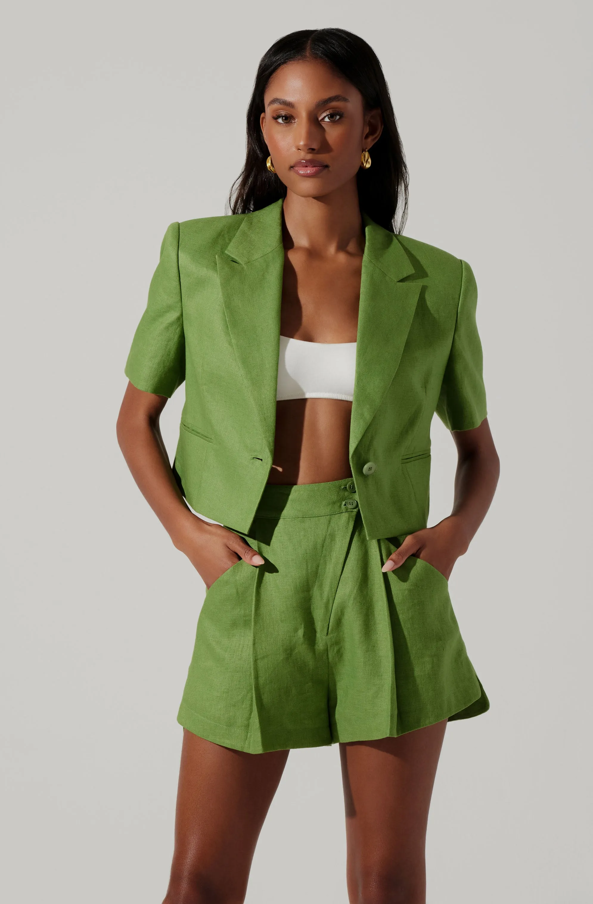 Kerrigan Cropped Linen Blazer