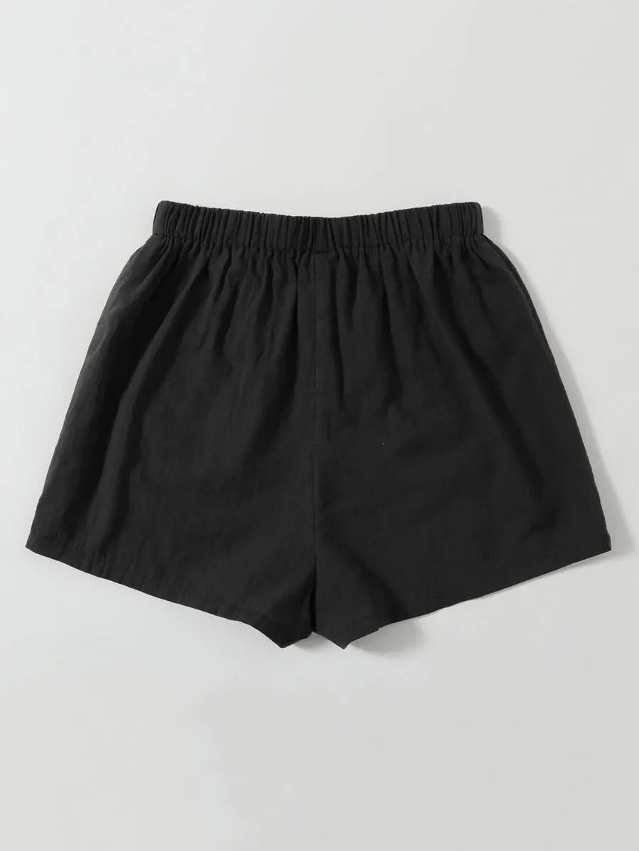 Knot Waist Flap Pocket Patched Shorts