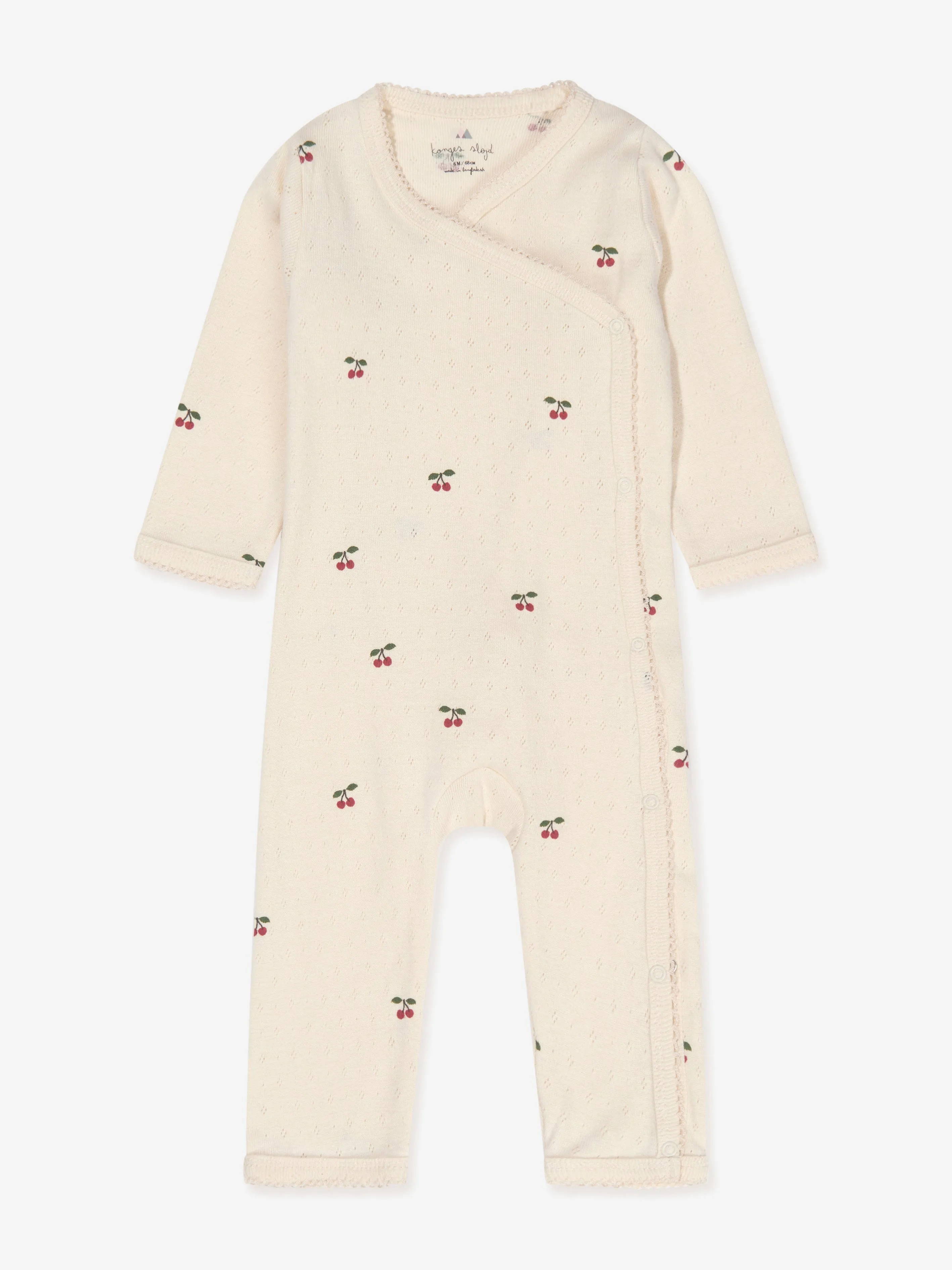 Konges Sløjd Baby Organic Cotton Cherry Onesie in Ivory