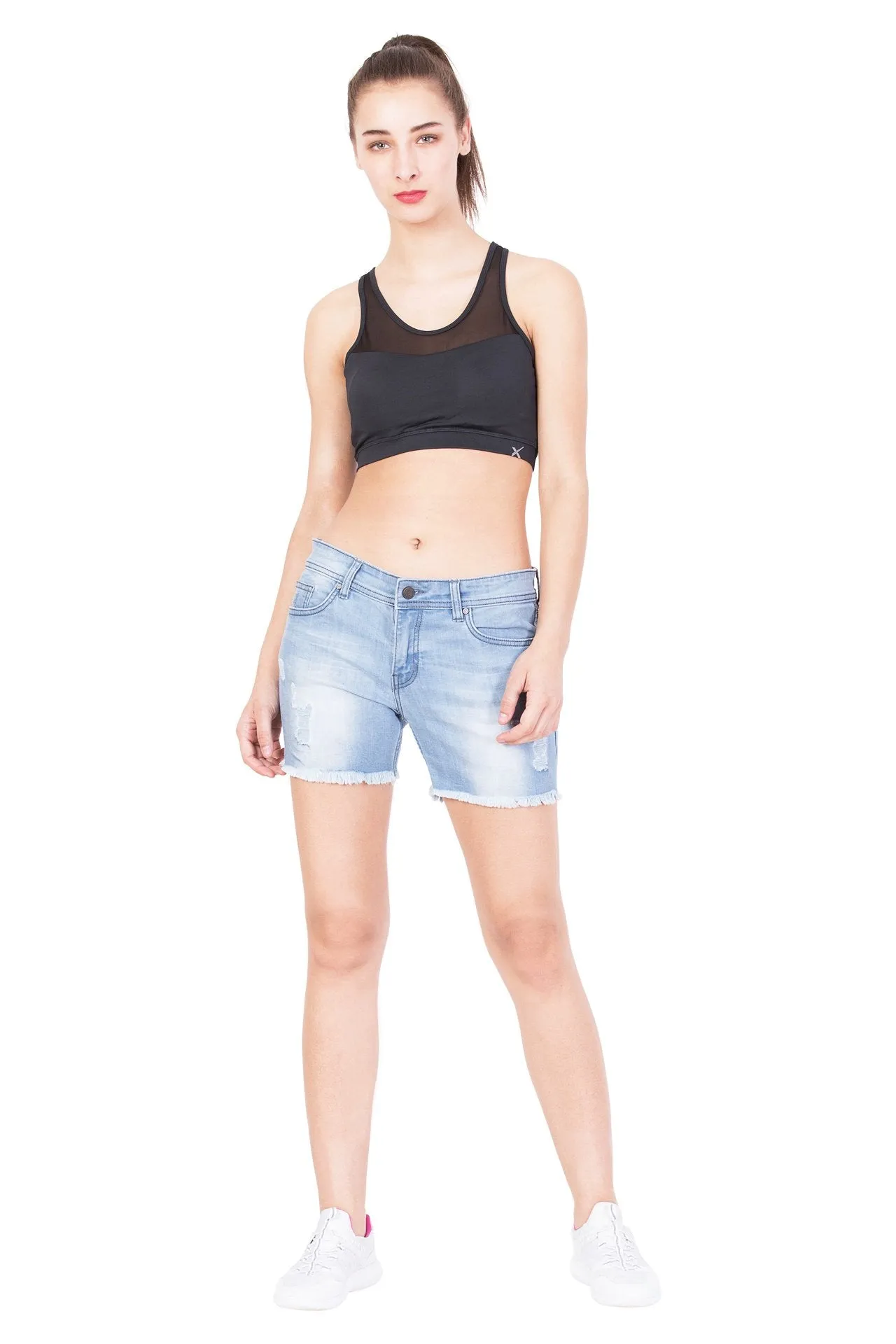 KROSSSTITCH High waist Denim Shorts Light Blue For Women