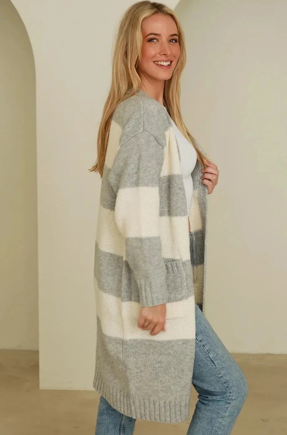 KYLIE KNIT CARDIGAN STRIPE