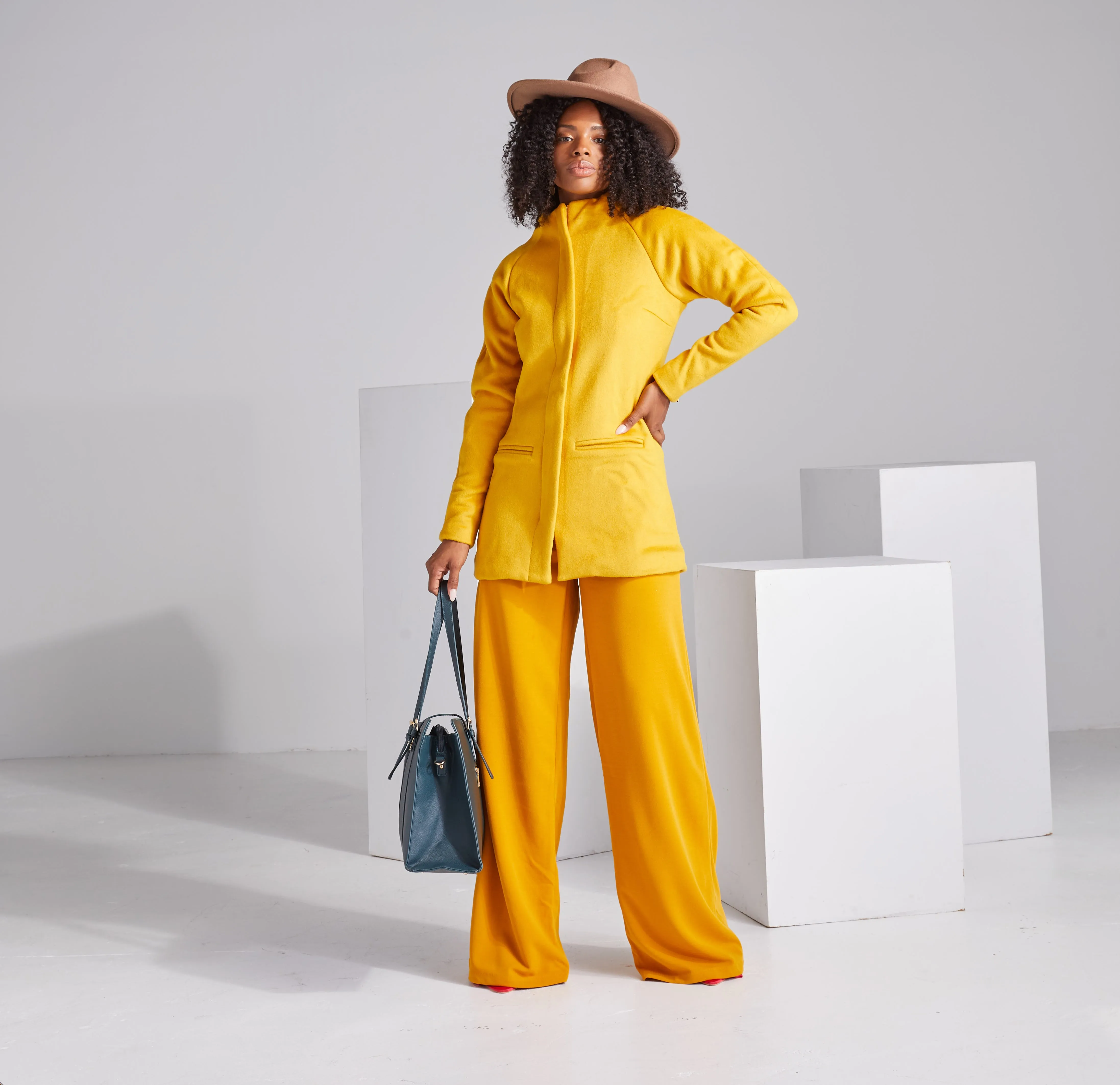 Lady Boss Coat - Mustard Gold