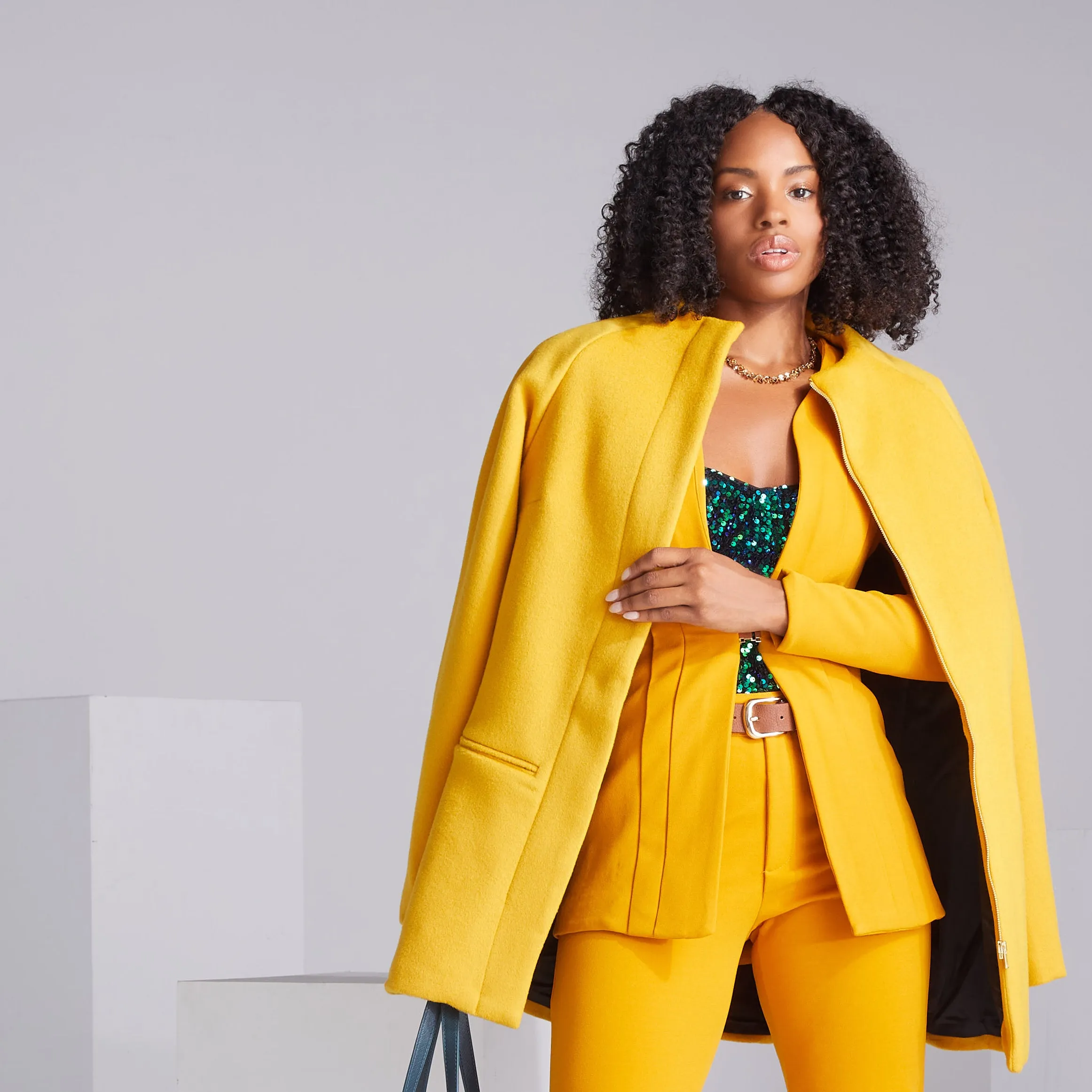 Lady Boss Coat - Mustard Gold