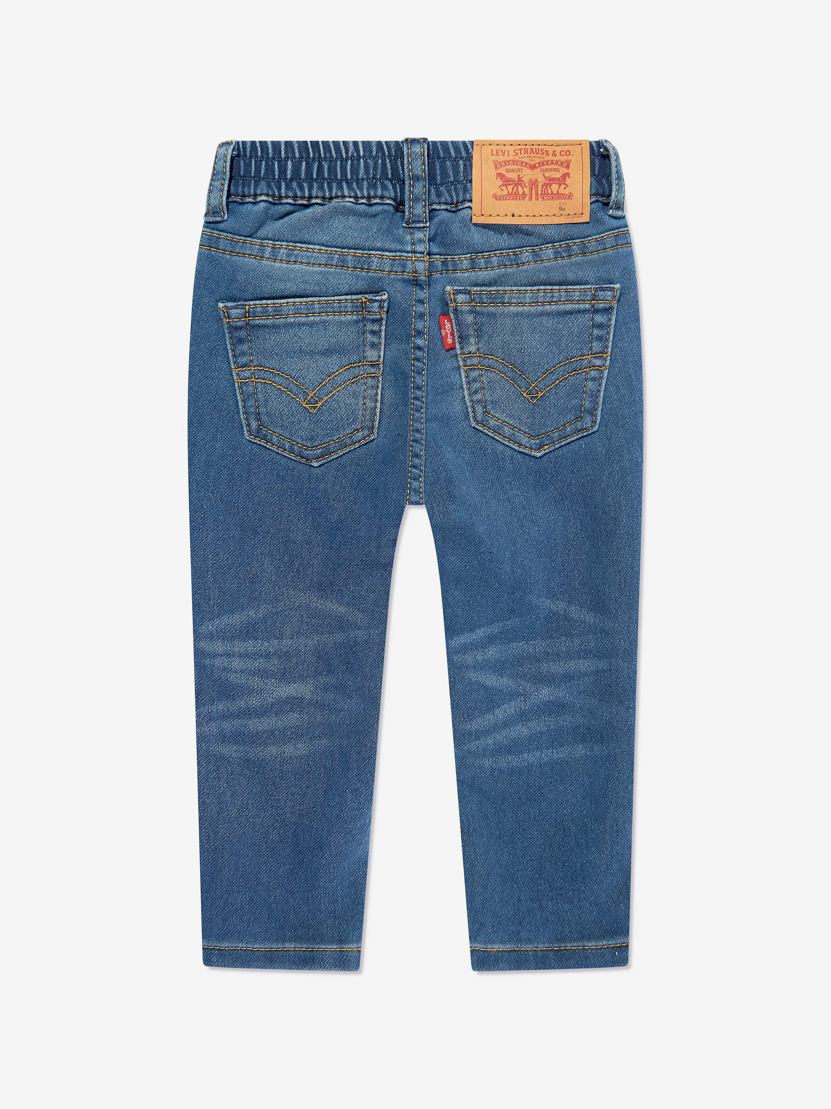 Levi's Wear Baby Boys Skinny Knit Pull On Jeans in Blue