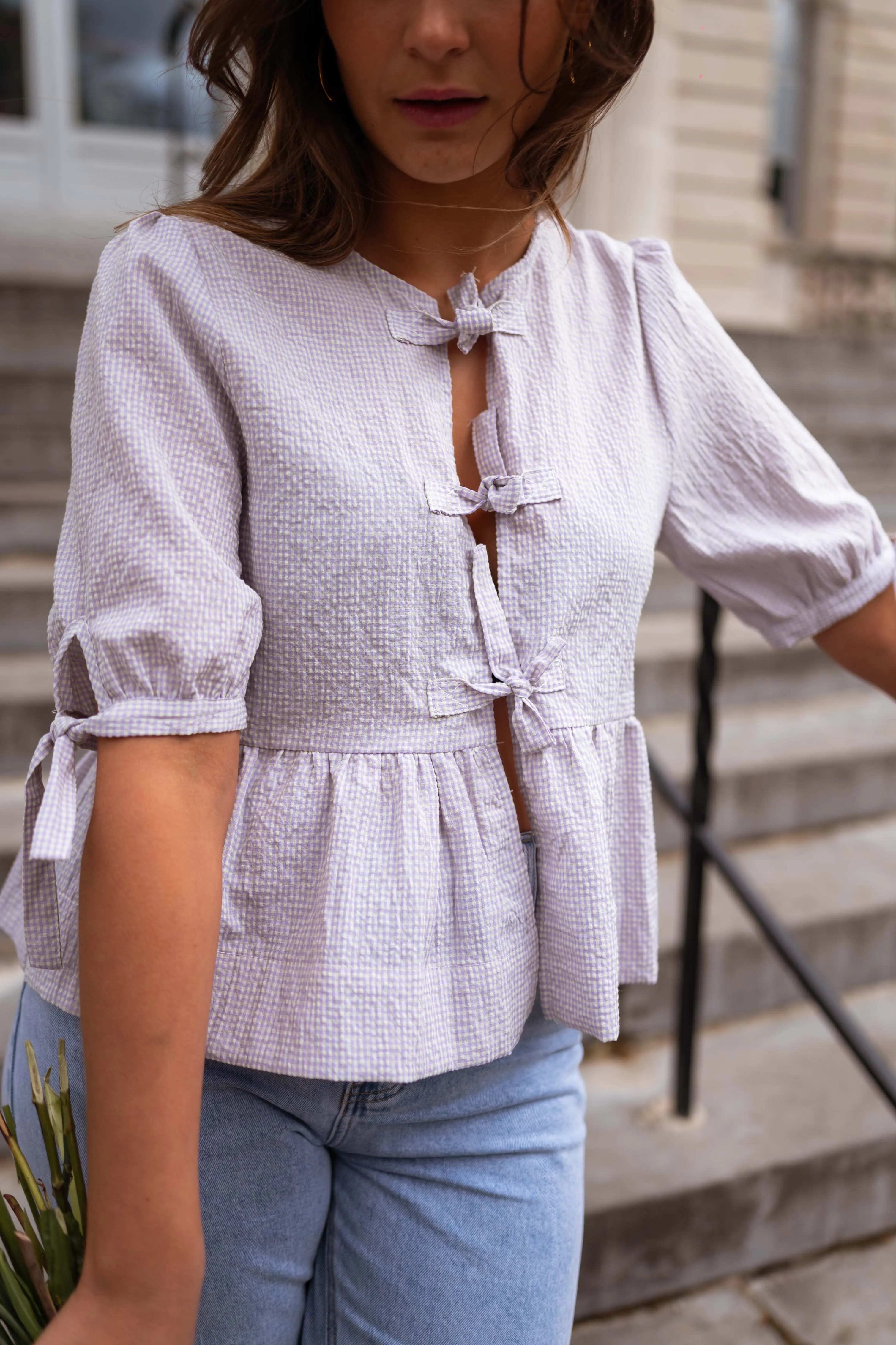 Lilac Gingham Myral Blouse