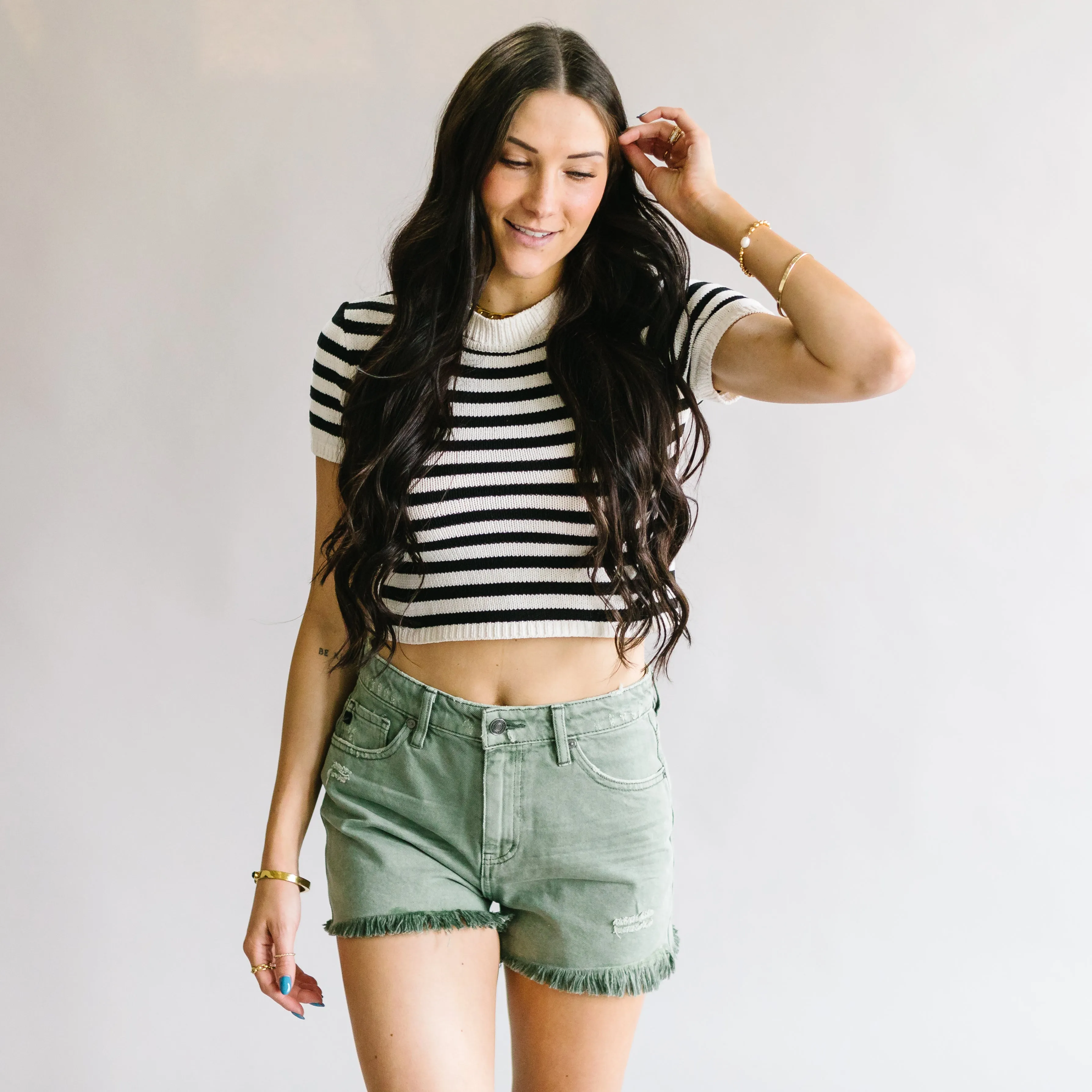 Love Story Distressed Shorts by Kancan // Olive