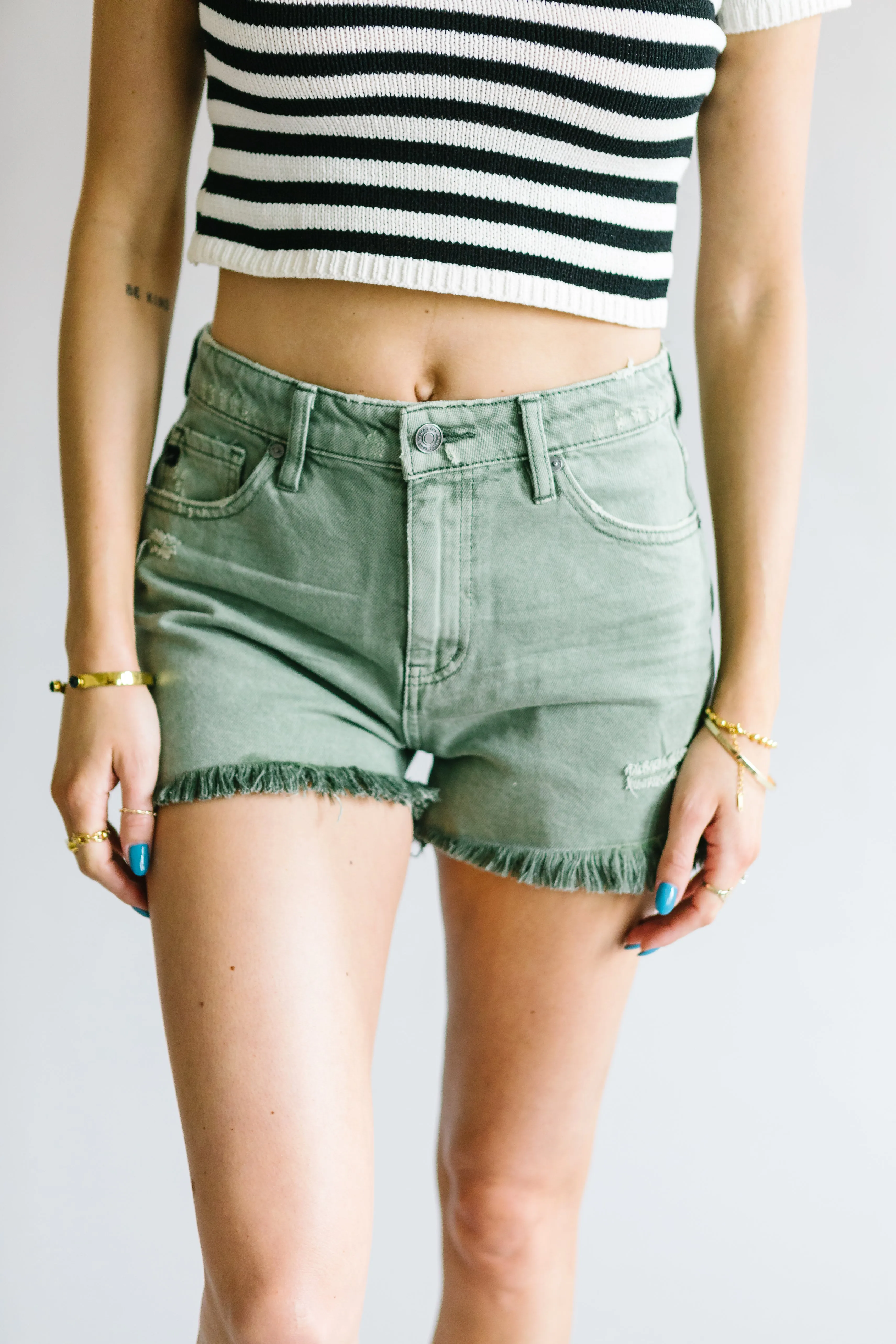 Love Story Distressed Shorts by Kancan // Olive