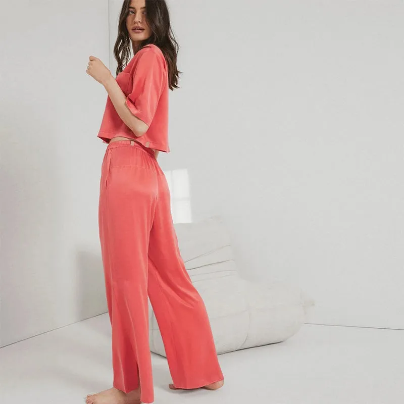 LUNYA | Washable Silk High Rise Pant Set - Limited Edition Outro Coral