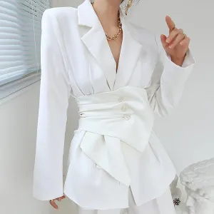 Luxury classsy white blazers with Belt