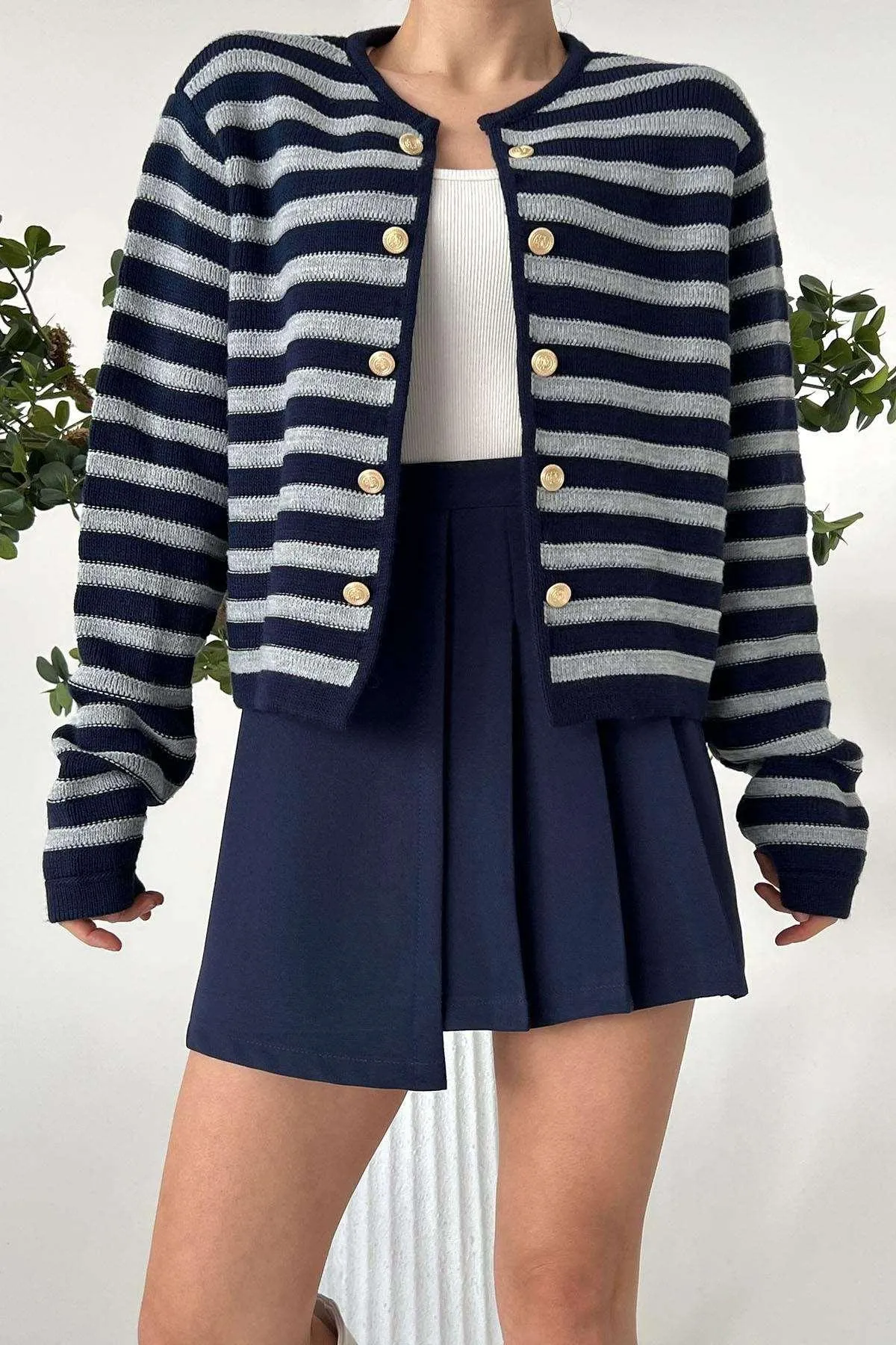 Lyla Double Button Striped Cardigan