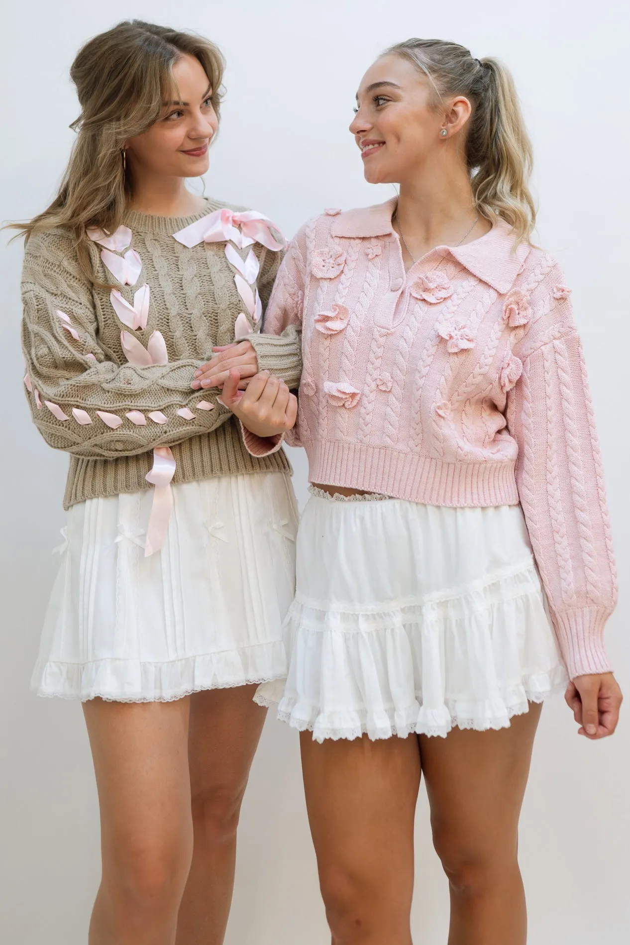 Marcie Flower Knit Sweater - Pink