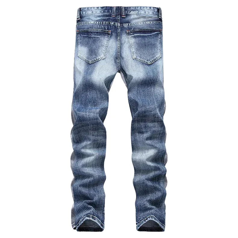 Men's Ripped Straight Regular Jeans^