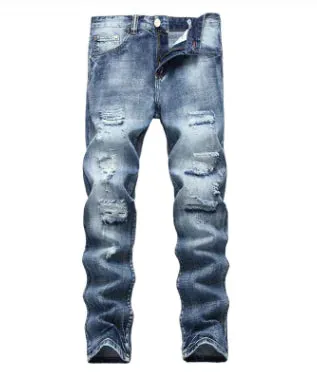 Men's Ripped Straight Regular Jeans^