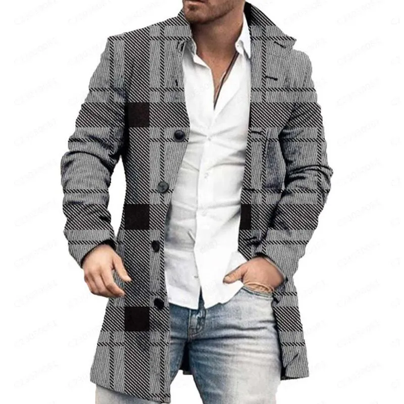 Men's Woolen Casual Mid-length Coat 47561769YM