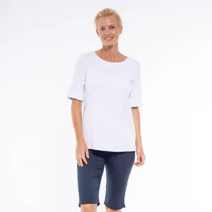 Mid Sleeve Tee by Café Latte - White