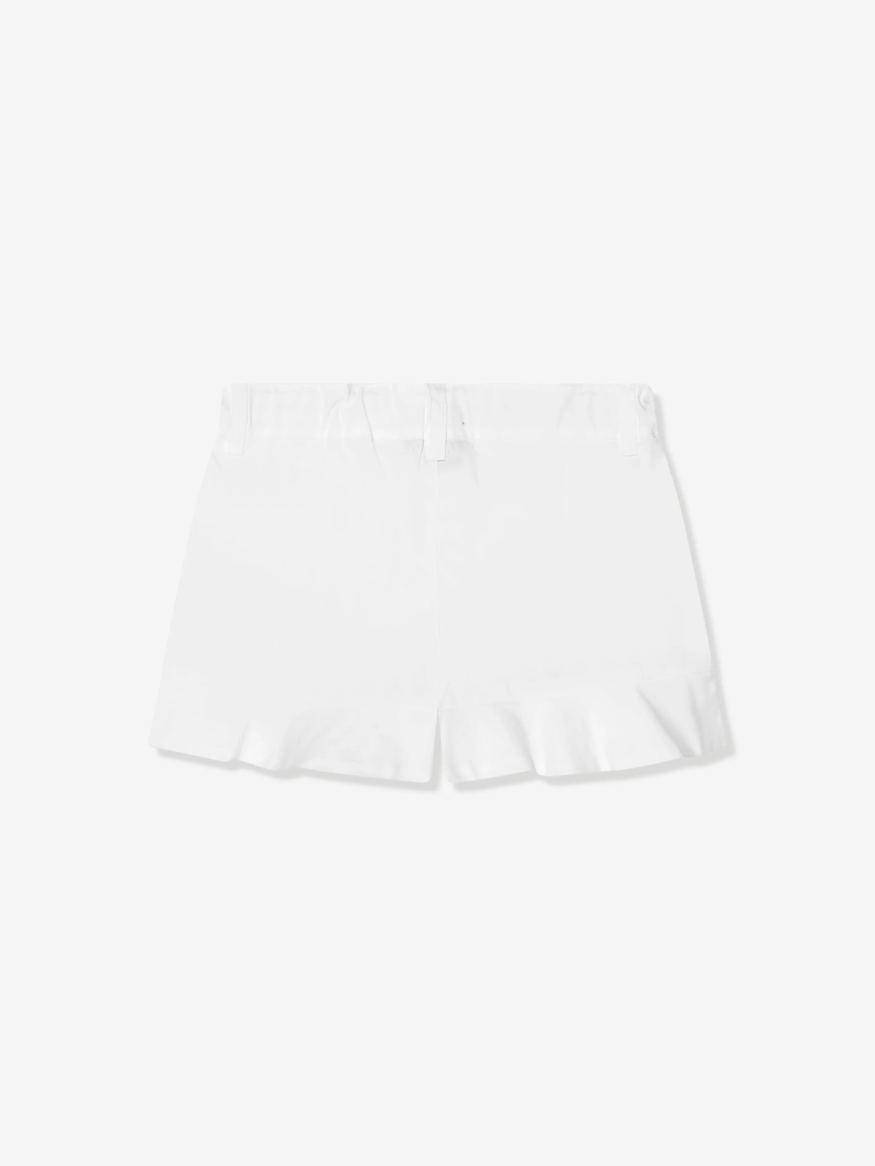 Moschino Girls Logo Ruffle Shorts in White