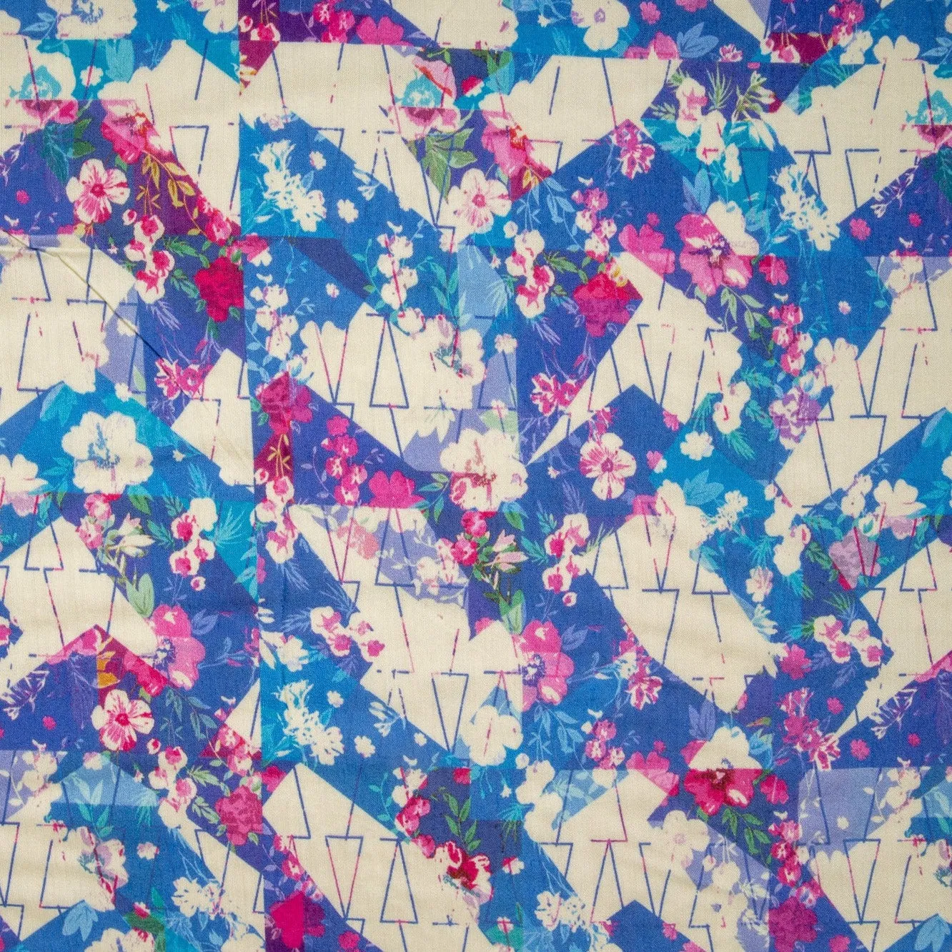 Multicolor Abstract Floral Print Cotton Silk Fabric